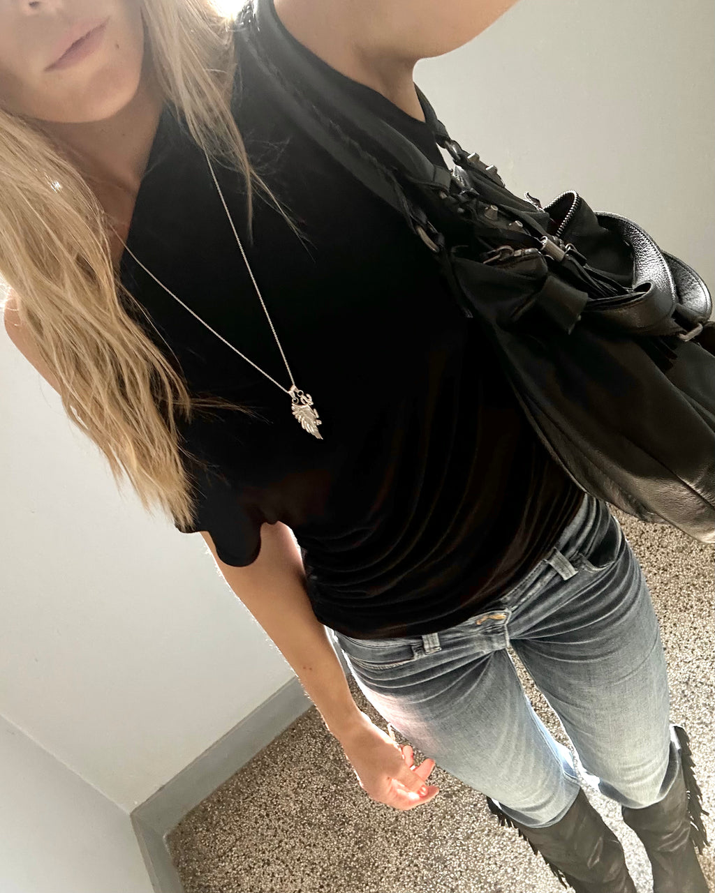 Wing pendant, sterling silver