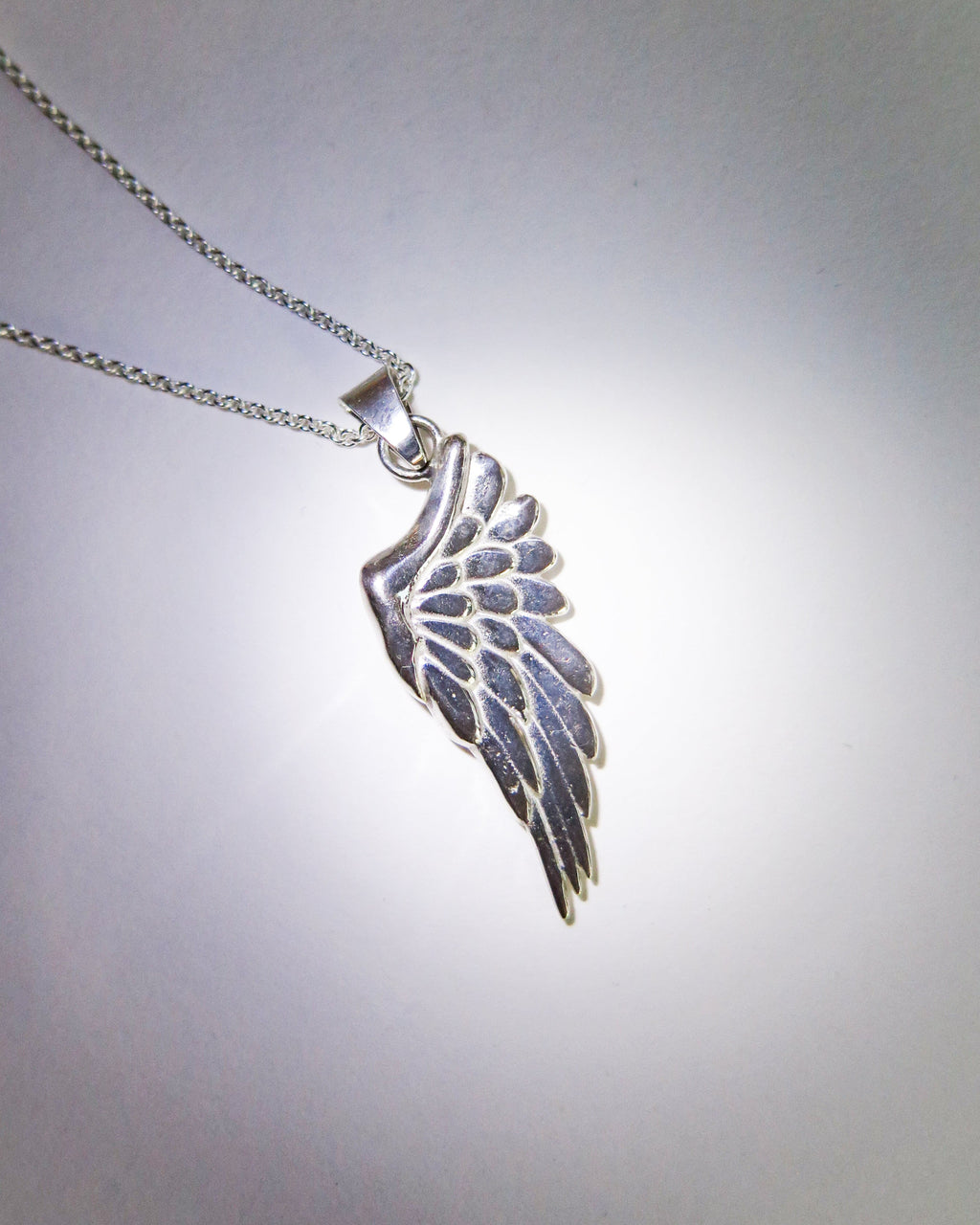 Wing pendant, sterling silver
