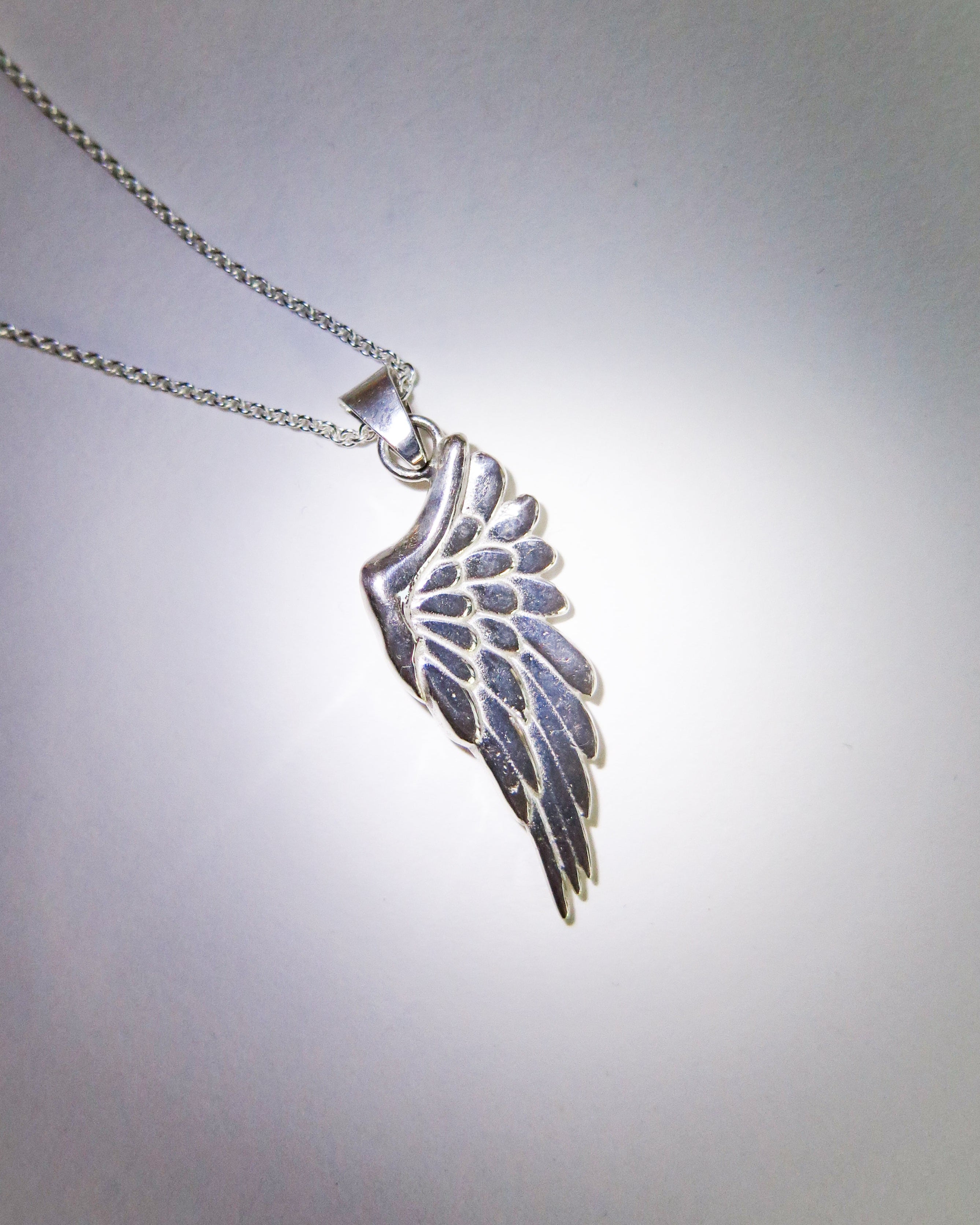 Wing pendant, sterling silver