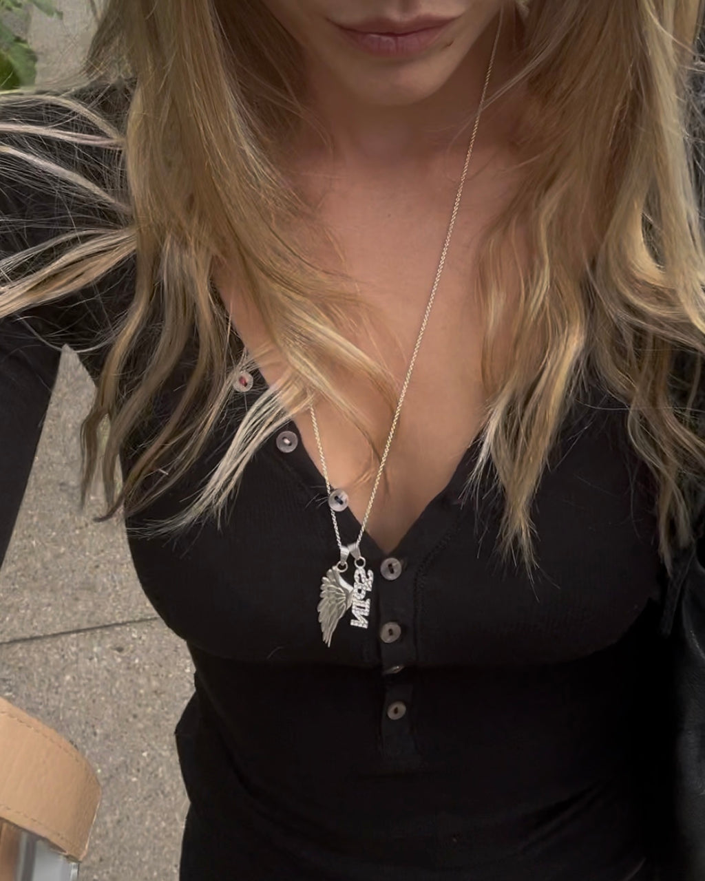 Wing pendant, sterling silver