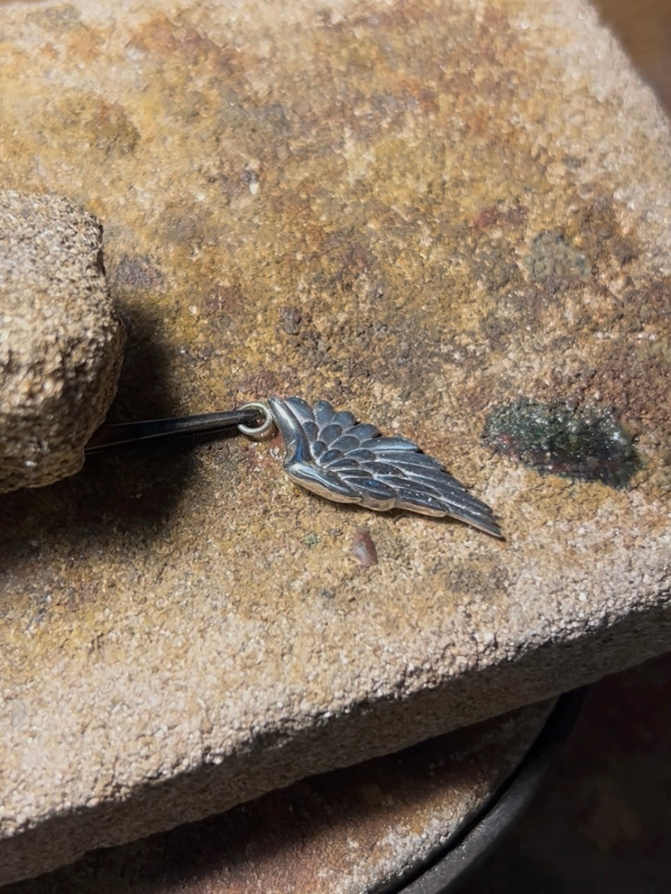 Wing pendant, sterling silver