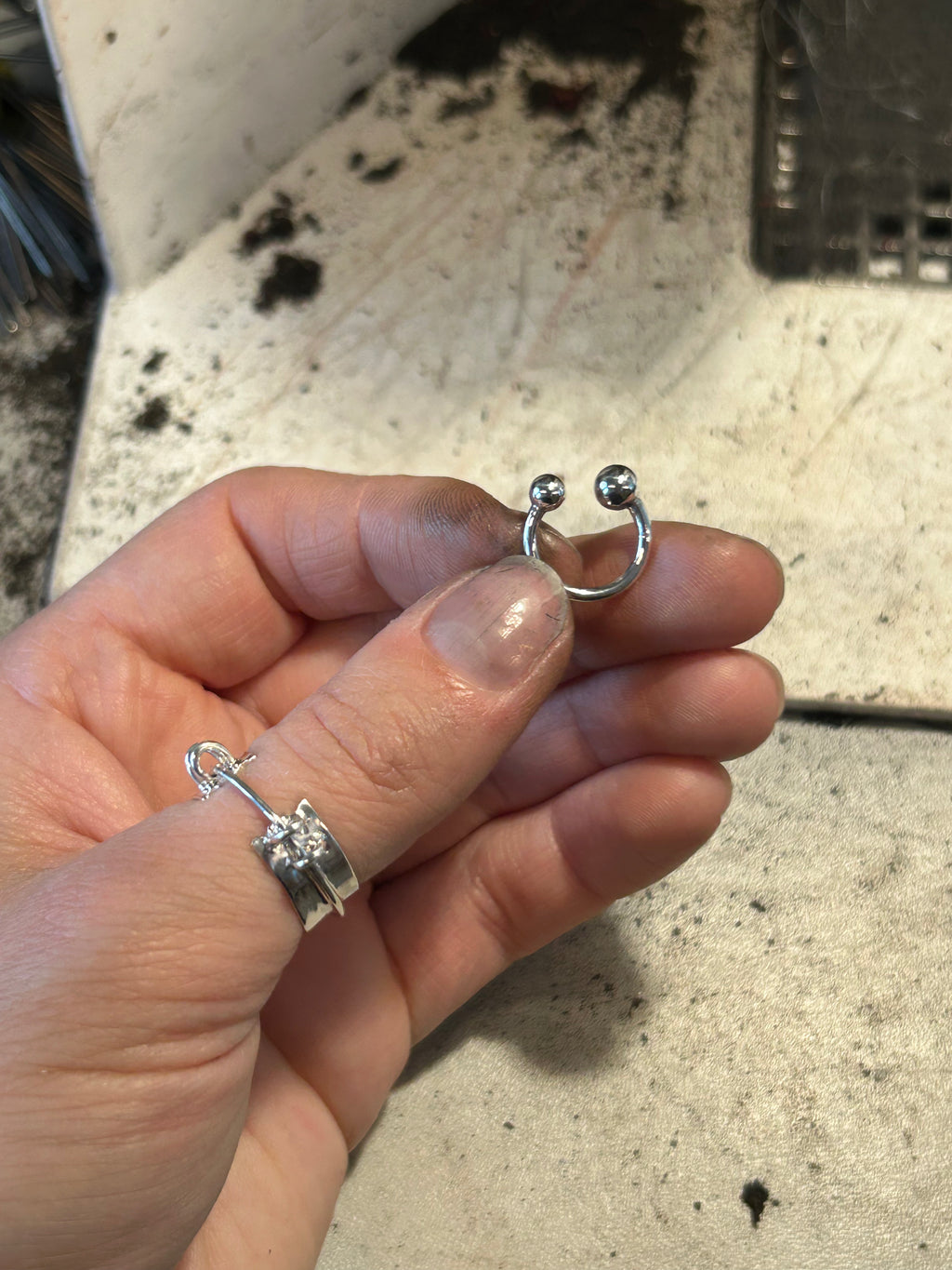 Piercing earstuds, sterling silver (pair)