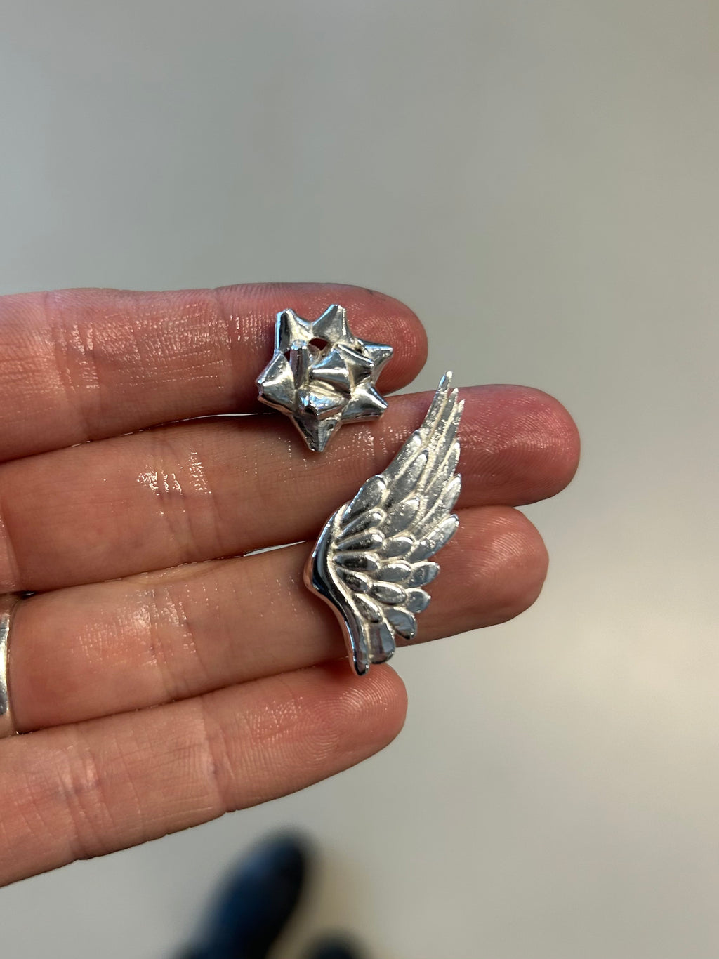 Wing pendant, sterling silver