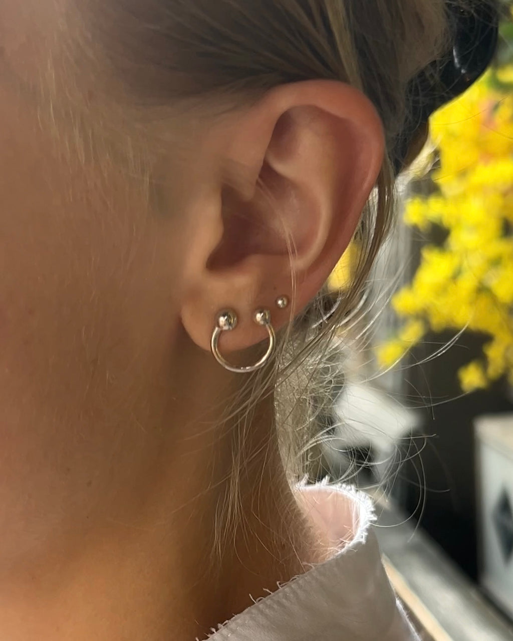 Piercing earstuds, sterling silver (pair)