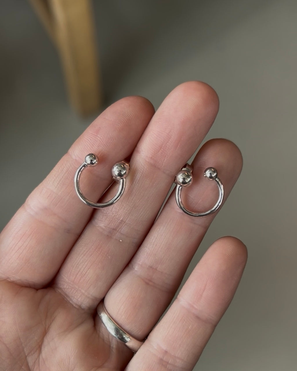 Piercing earstuds, sterling silver (pair)