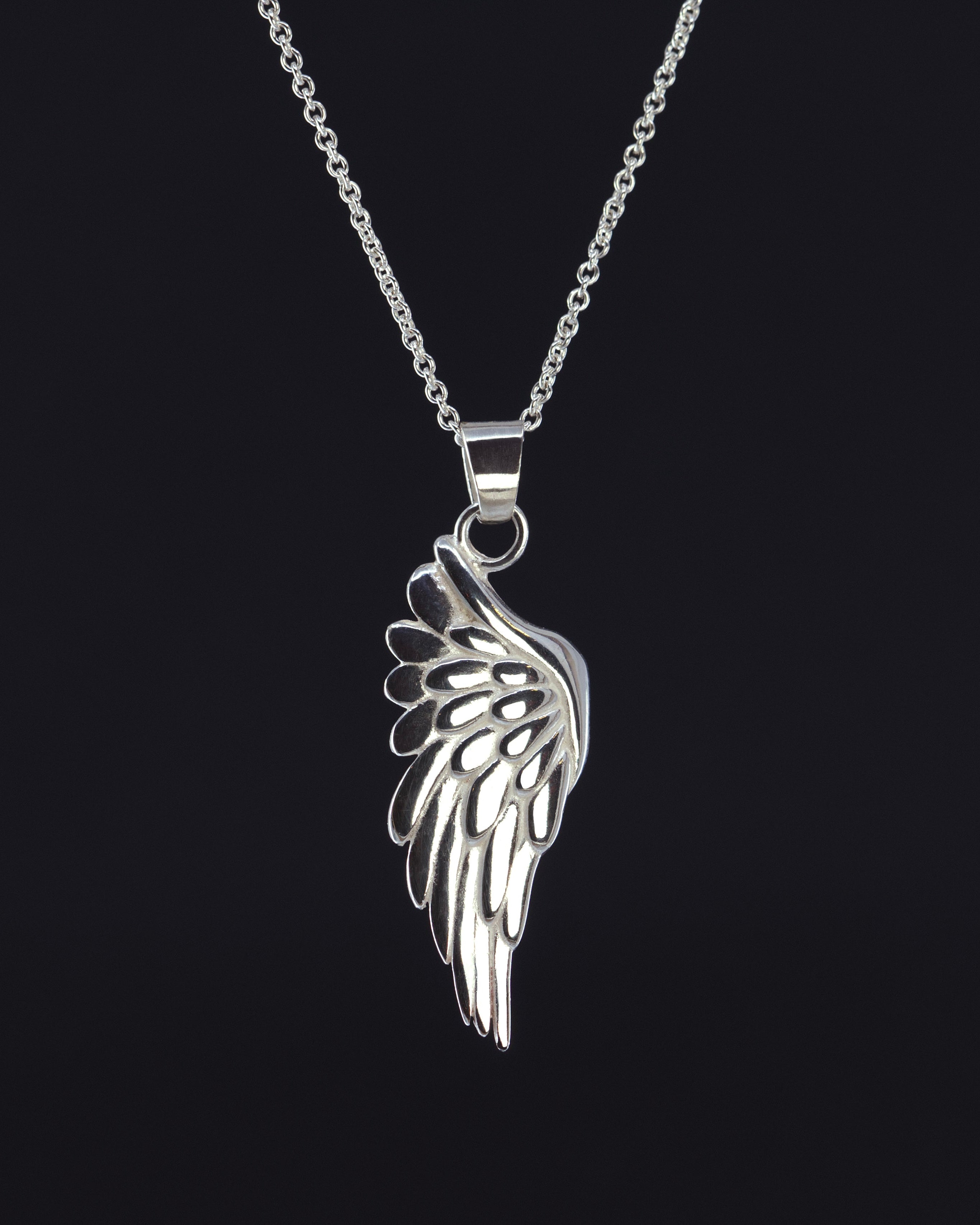 Wing pendant, sterling silver