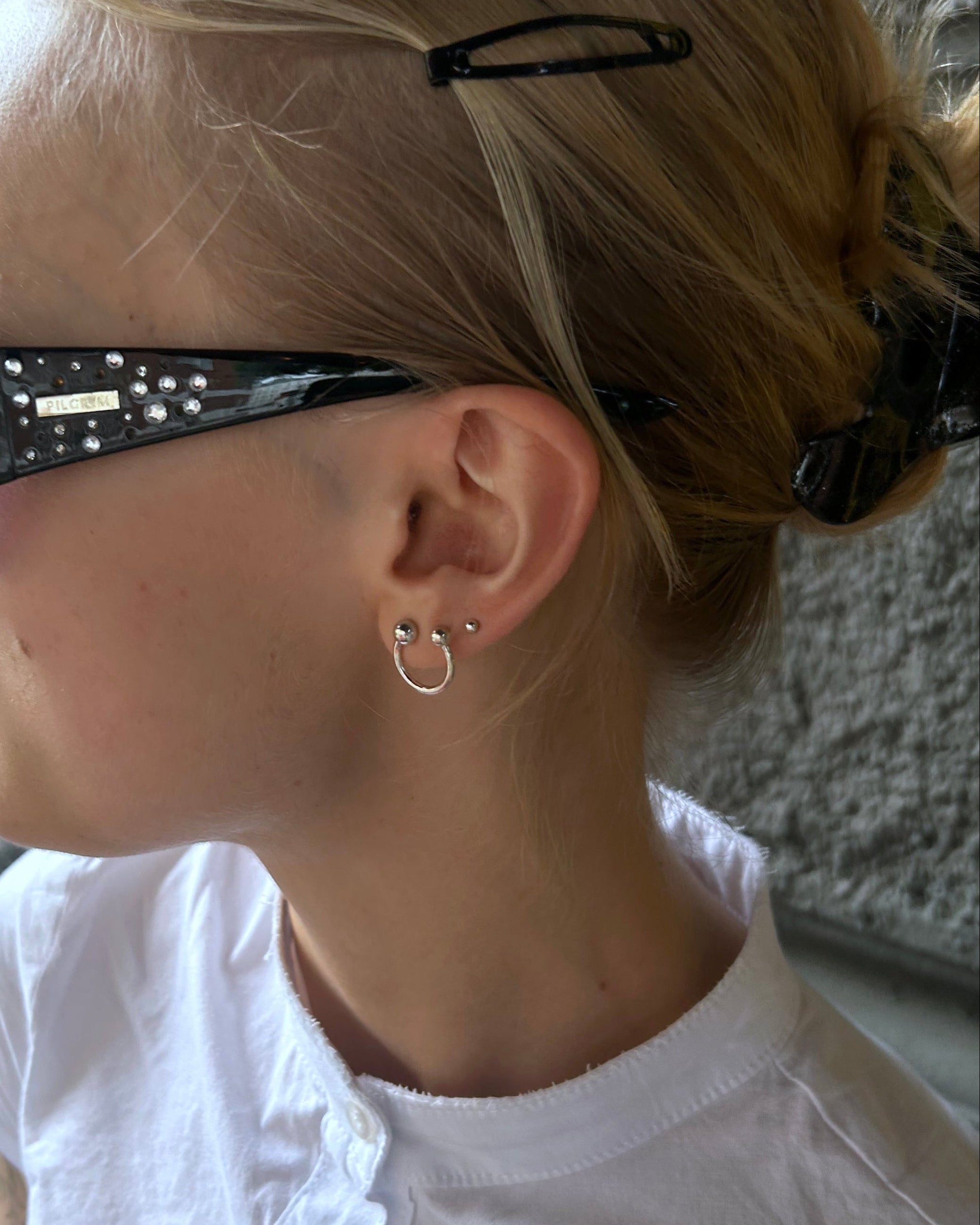 Piercing earstuds, sterling silver (pair)